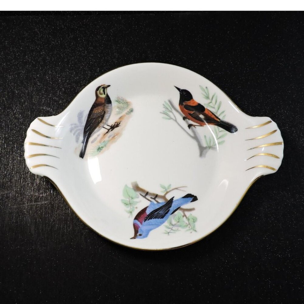 Vintage Dish With Birds MCM Fireproof Porcelain Louis Lourioux Le Faune